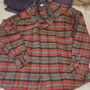 Tommy Hilfiger Men's Red Plaid Shirt